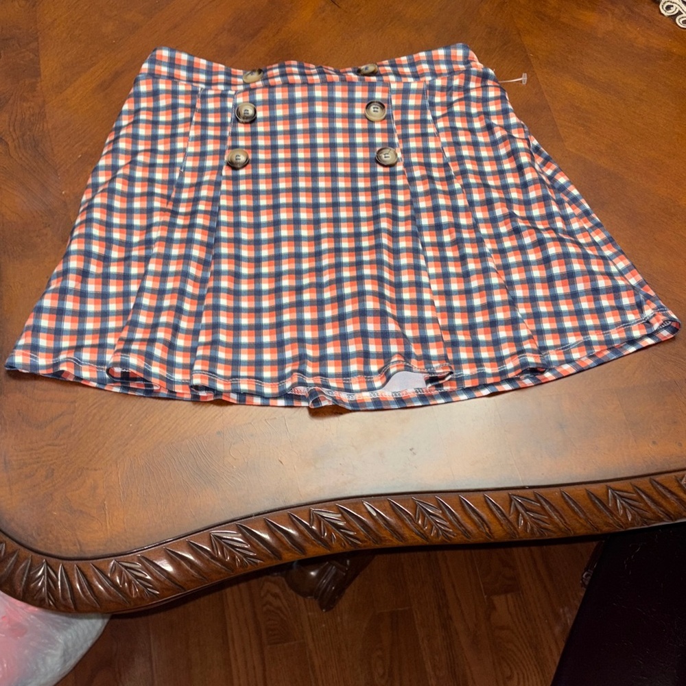 Speechless Plaid Button Skirt in Red and Blue